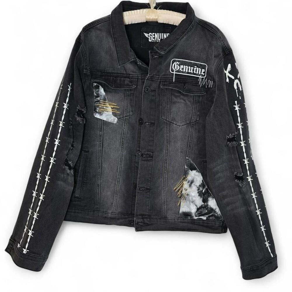 Genuine Authentic Black Denim Jacket Size L